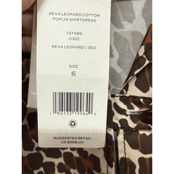 Tory Burch NWT Reva Leopard Shirt Dress Animal Print Pockets Mini Dress Size 6 - Picture 10 of 11